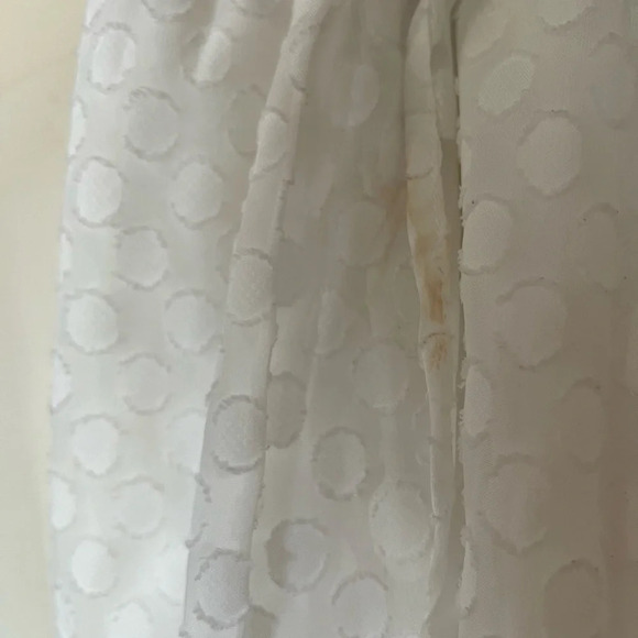 Fraiche By J Flowy White Polka Dot Puff Sleeve Mini Tie Wrap Dress Size Medium - Picture 6 of 6